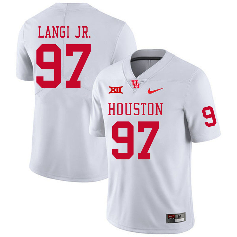Men #97 Amipeleasi Langi Jr. Houston Cougars Big 12 XII College Football Jerseys Stitched-White